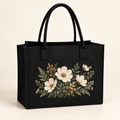 Personalized Black Felt Tote Bag – Botanical or Your Design