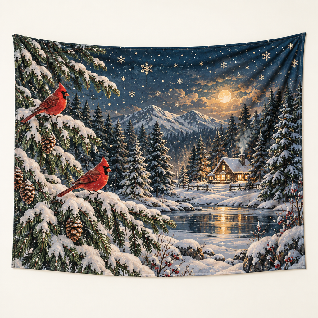 Custom Christmas Woodland Wall Tapestry – Your Design, 78.7 × 59.1 in
