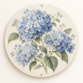 Custom Blue Hydrangea Round Aluminum Wall Art – Your Design, 20 cm