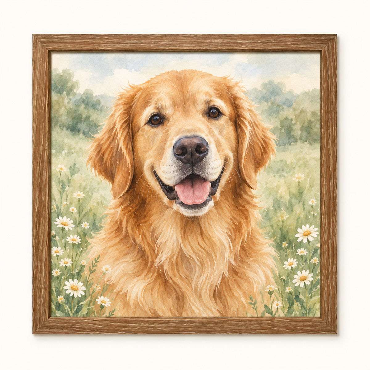 Custom Golden Retriever Framed Wood Art – Your Photo or Design, 20 cm