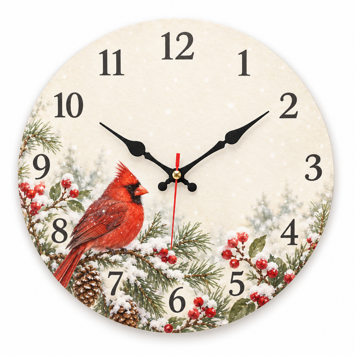 Custom Cardinal Wall Clock – Your Design, 11.8 in