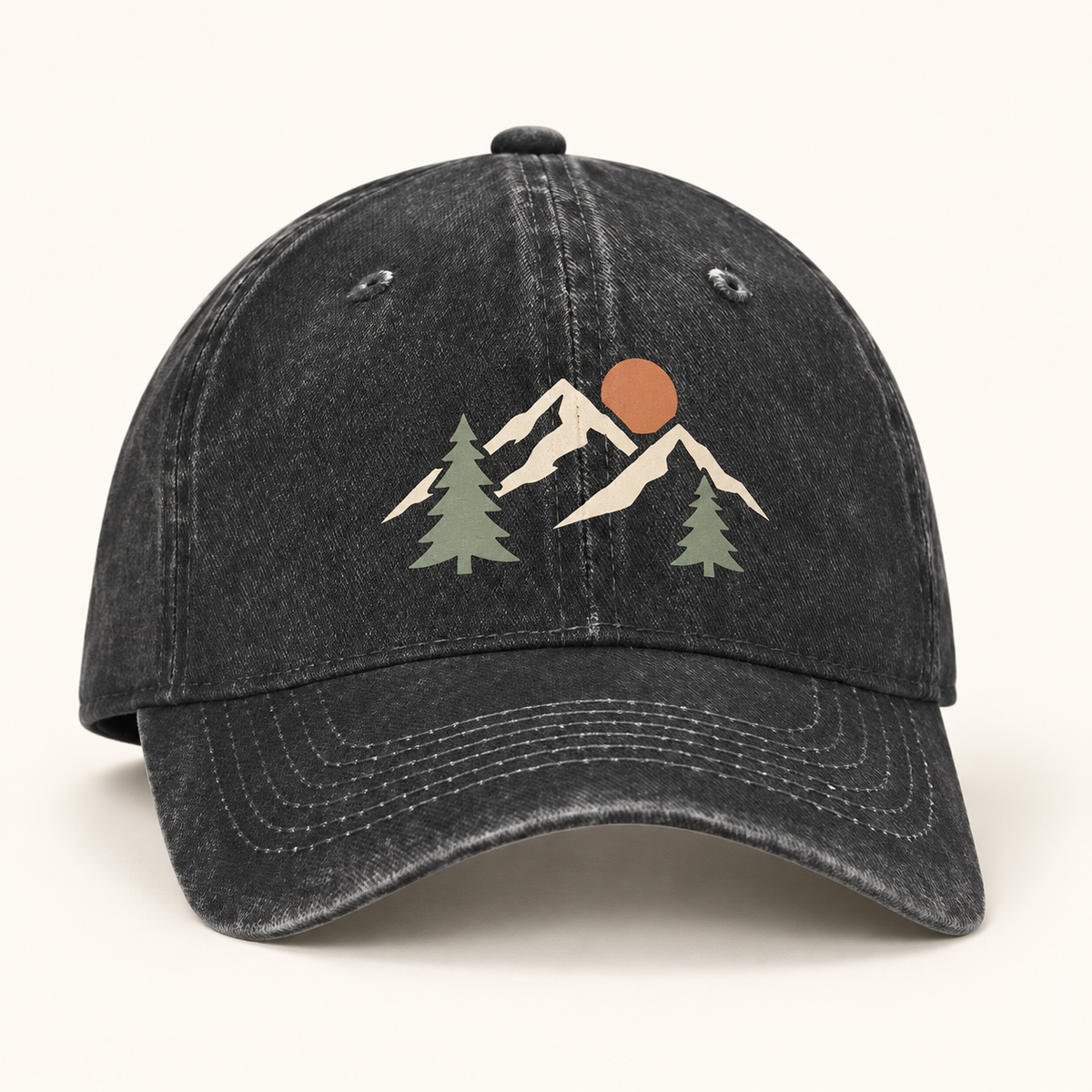 Custom Washed Cotton Baseball Cap – Mountain or Your Design