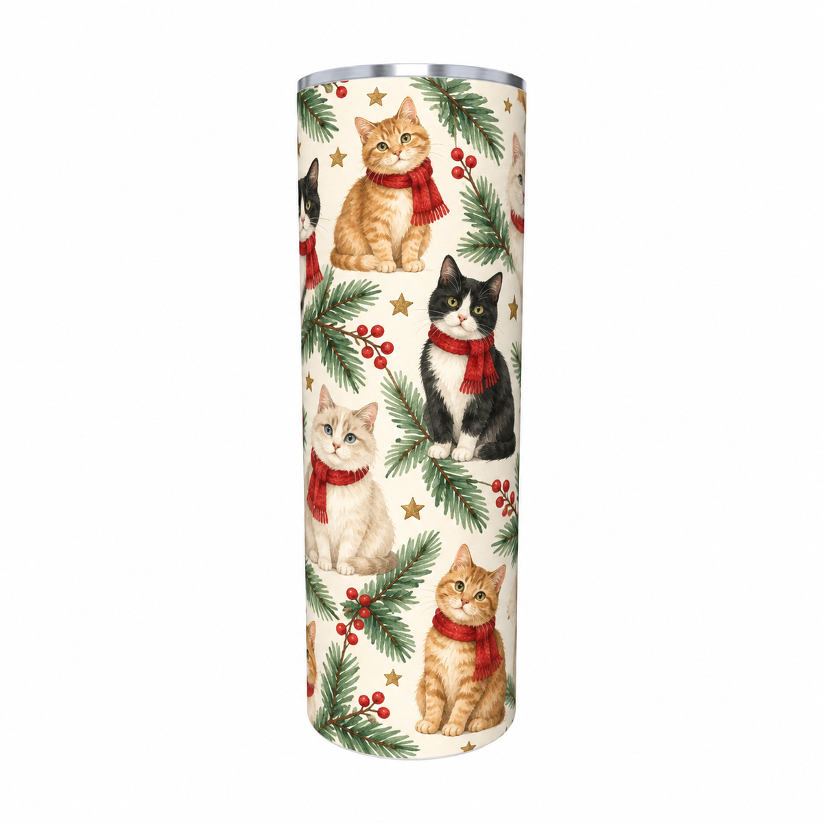 Custom Christmas Cat Tumbler – Festive Cats or Your Design, 20 oz