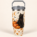 Custom Halloween Carry-Handle Tumbler – Black Cat or Your Design, 30 oz