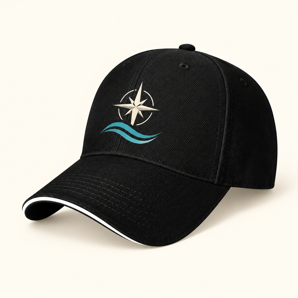 Custom Contrast-Brim Baseball Cap – Compass & Waves or Your Design