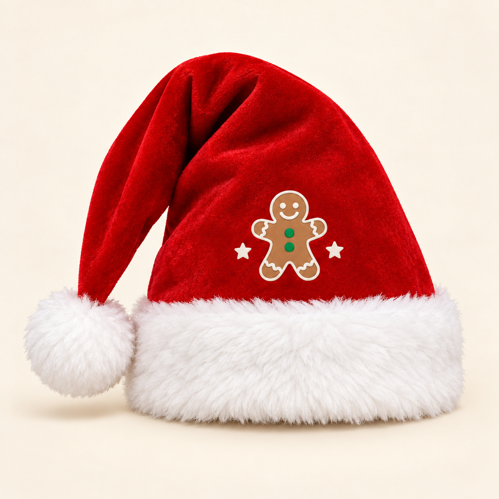 Custom Kids Santa Hat – Gingerbread Stars or Your Design