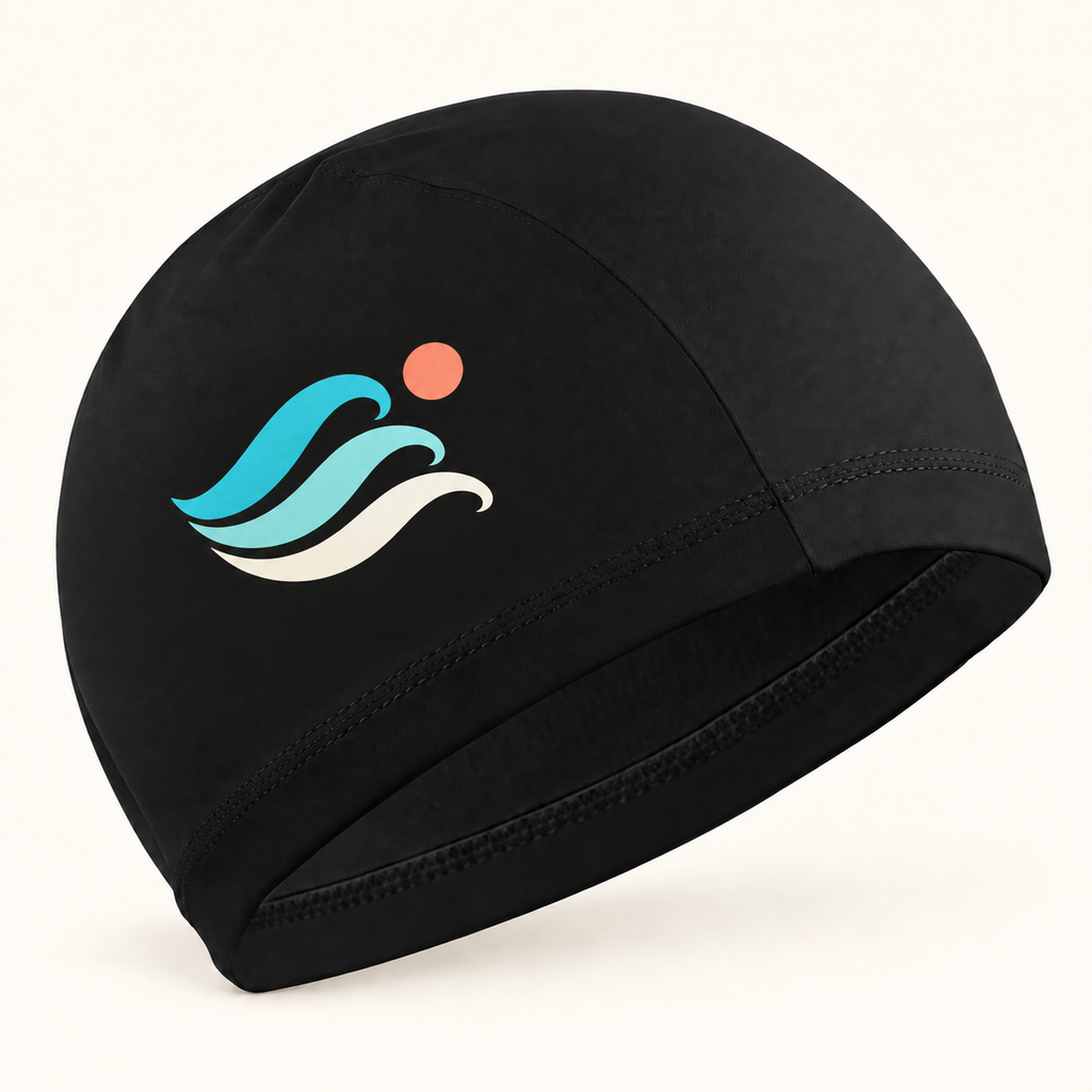 Custom Adult Fabric Swim Cap – Ocean Waves or Your Design