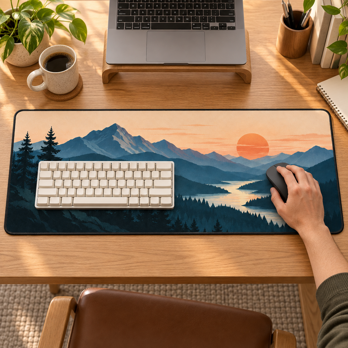 Custom Desk Mat – Mountain Sunset or Your Design