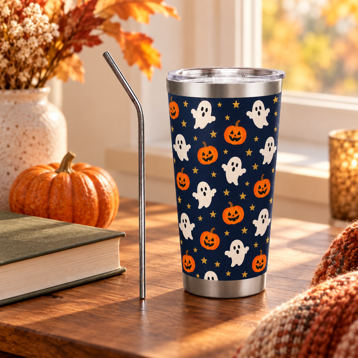 Custom Halloween Tumbler – Midnight Ghosts or Your Design, 20 oz