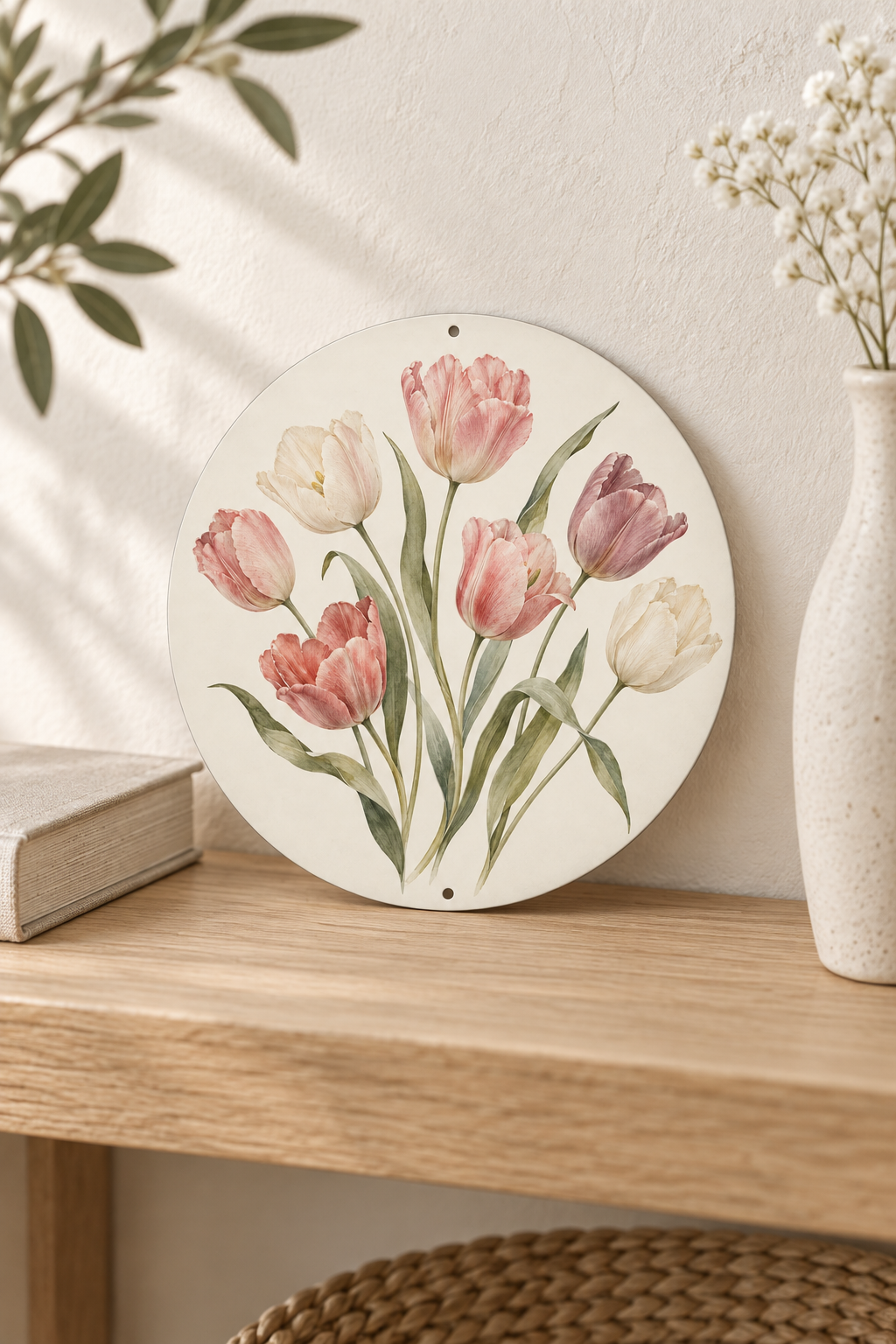 Custom Tulip Round Aluminum Wall Art – Your Design, 20 cm