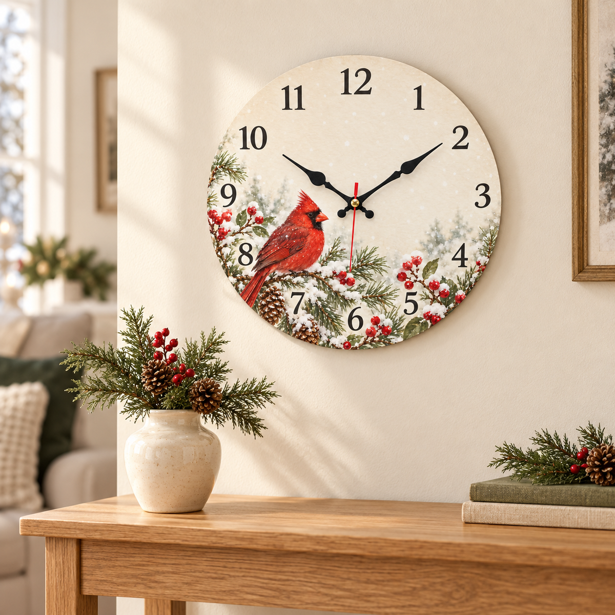 Custom Cardinal Wall Clock – Your Design, 11.8 in