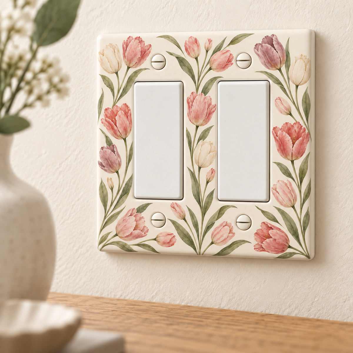Custom Tulip Double Rocker Switch Plate – Your Design