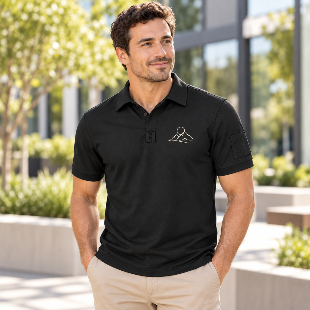 Custom Men's Polo Shirt – Mountain Emblem or Your Logo
