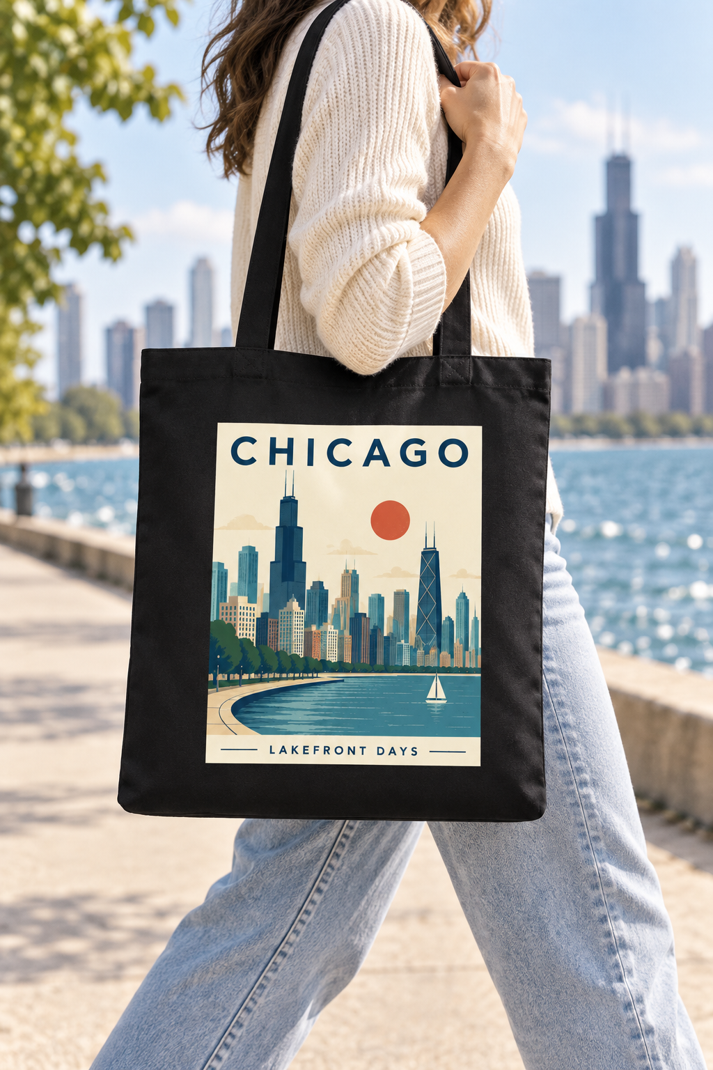 Custom Chicago Canvas Tote Bag – Lakefront or Your Design