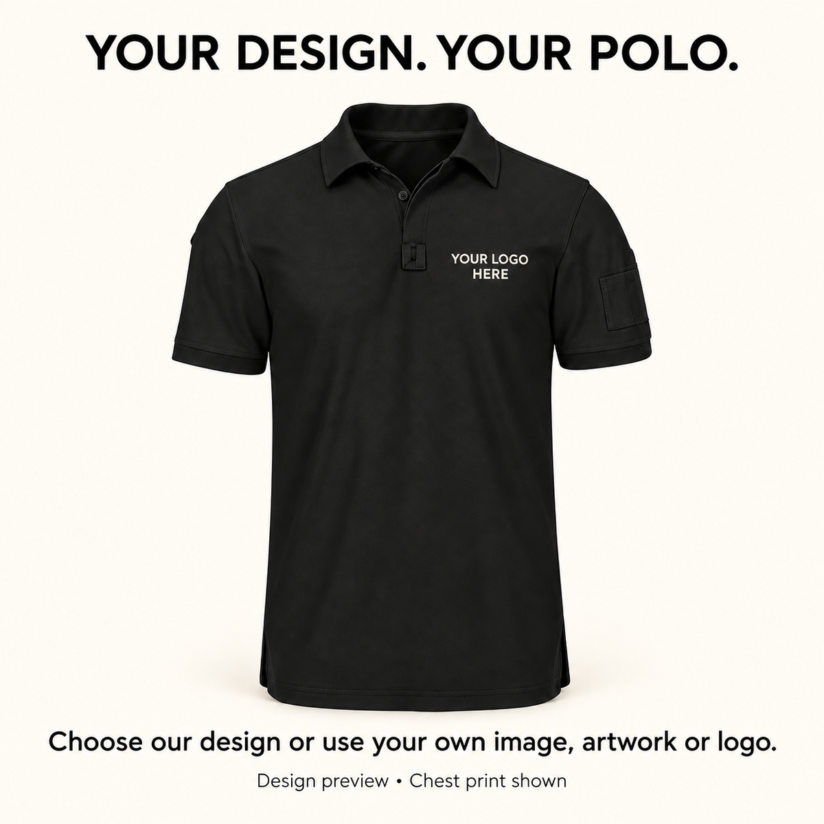 Custom Men's Polo Shirt – Mountain Emblem or Your Logo