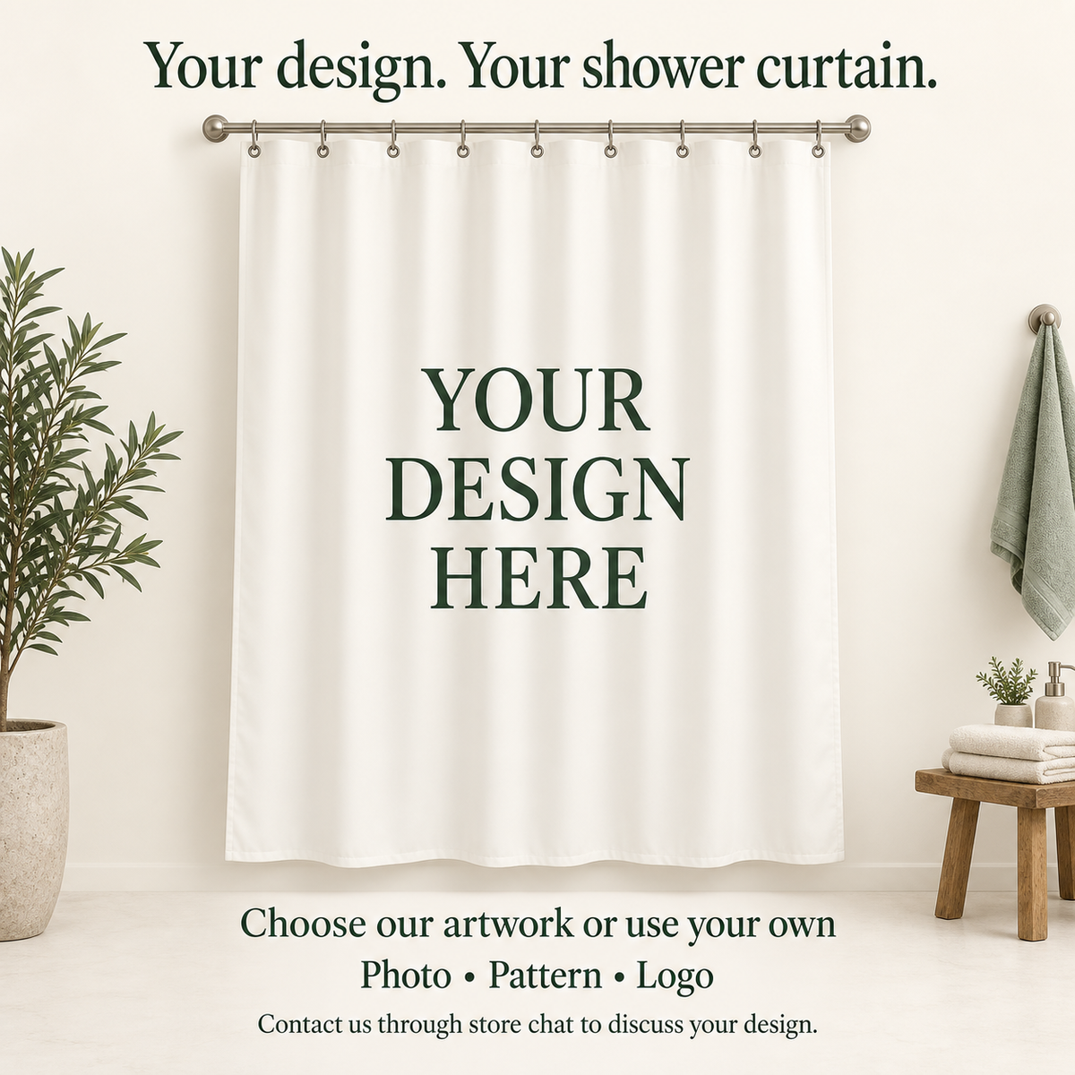 Custom Botanical Shower Curtain – Personalized | Preorder