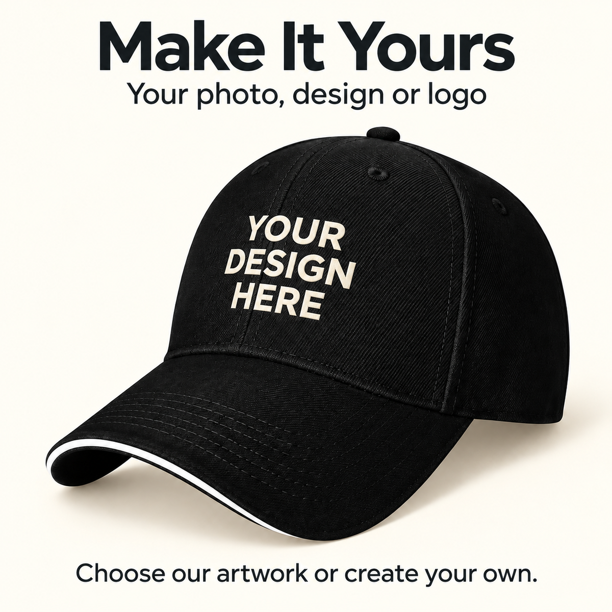 Custom Contrast-Brim Baseball Cap – Compass & Waves or Your Design