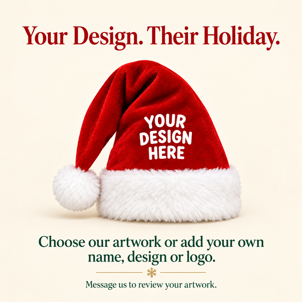 Custom Kids Santa Hat – Gingerbread Stars or Your Design