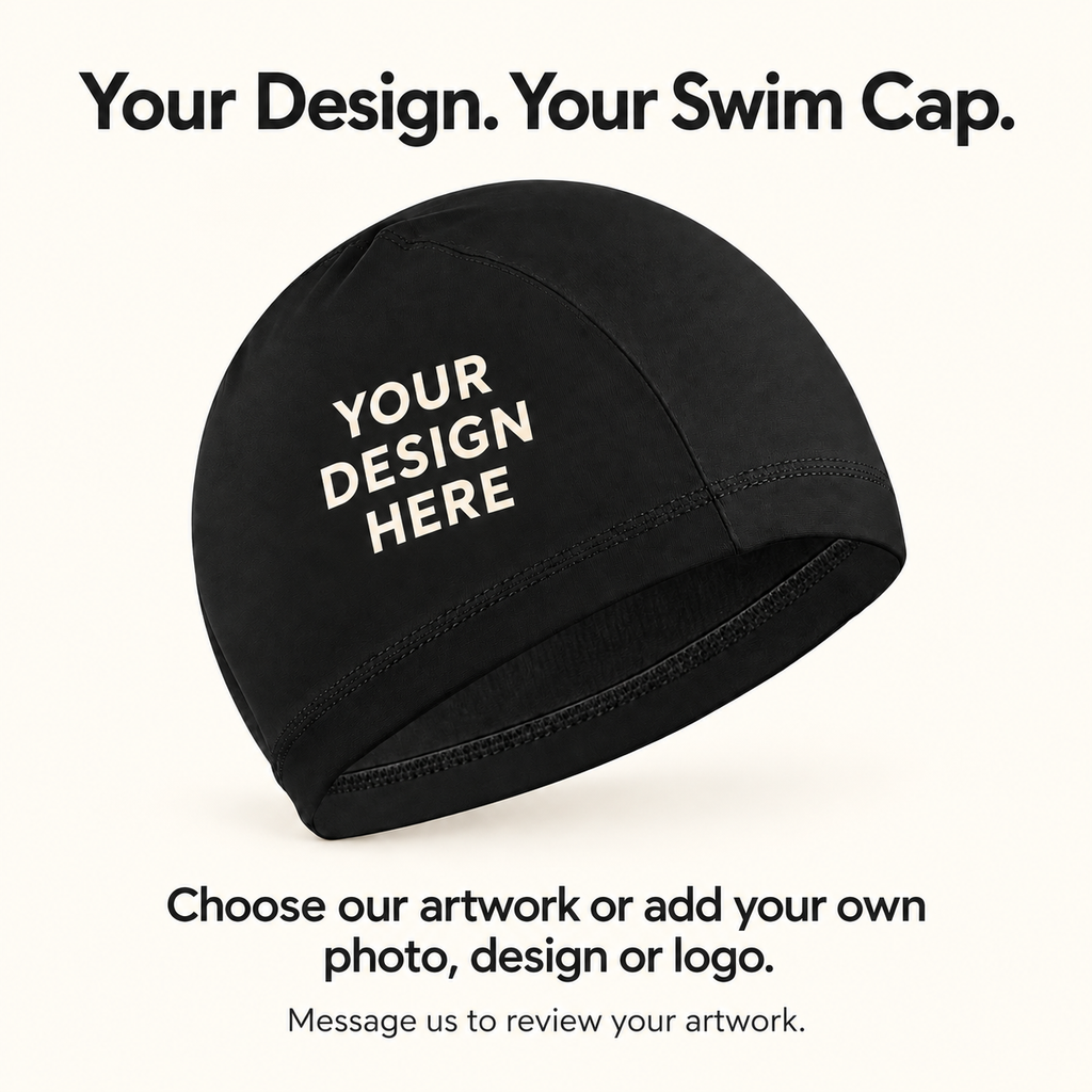 Custom Adult Fabric Swim Cap – Ocean Waves or Your Design