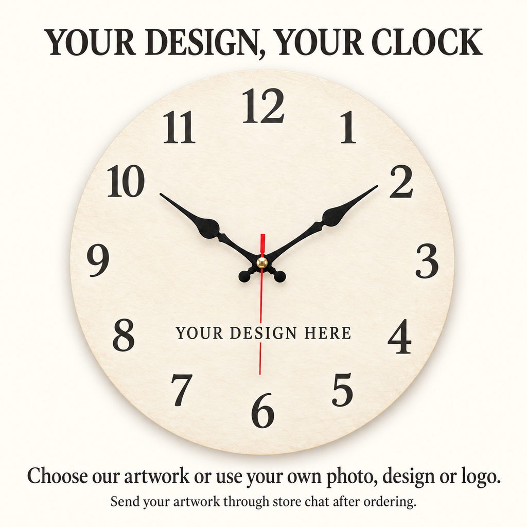 Custom Cardinal Wall Clock – Your Design, 11.8 in