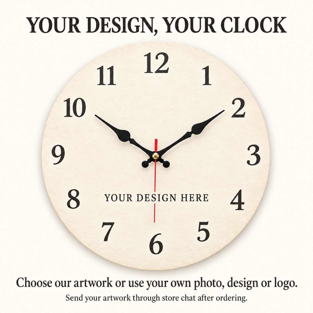 Custom Cardinal Wall Clock – Your Design, 11.8 in