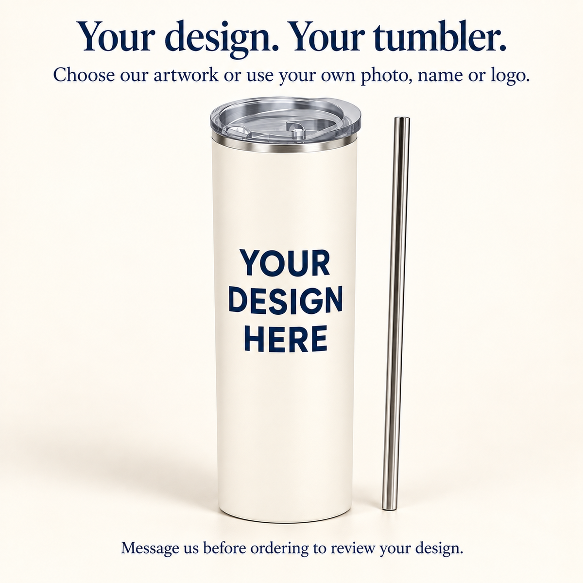 Custom Christmas Tumbler – Woodland Fox or Your Design, 20 oz