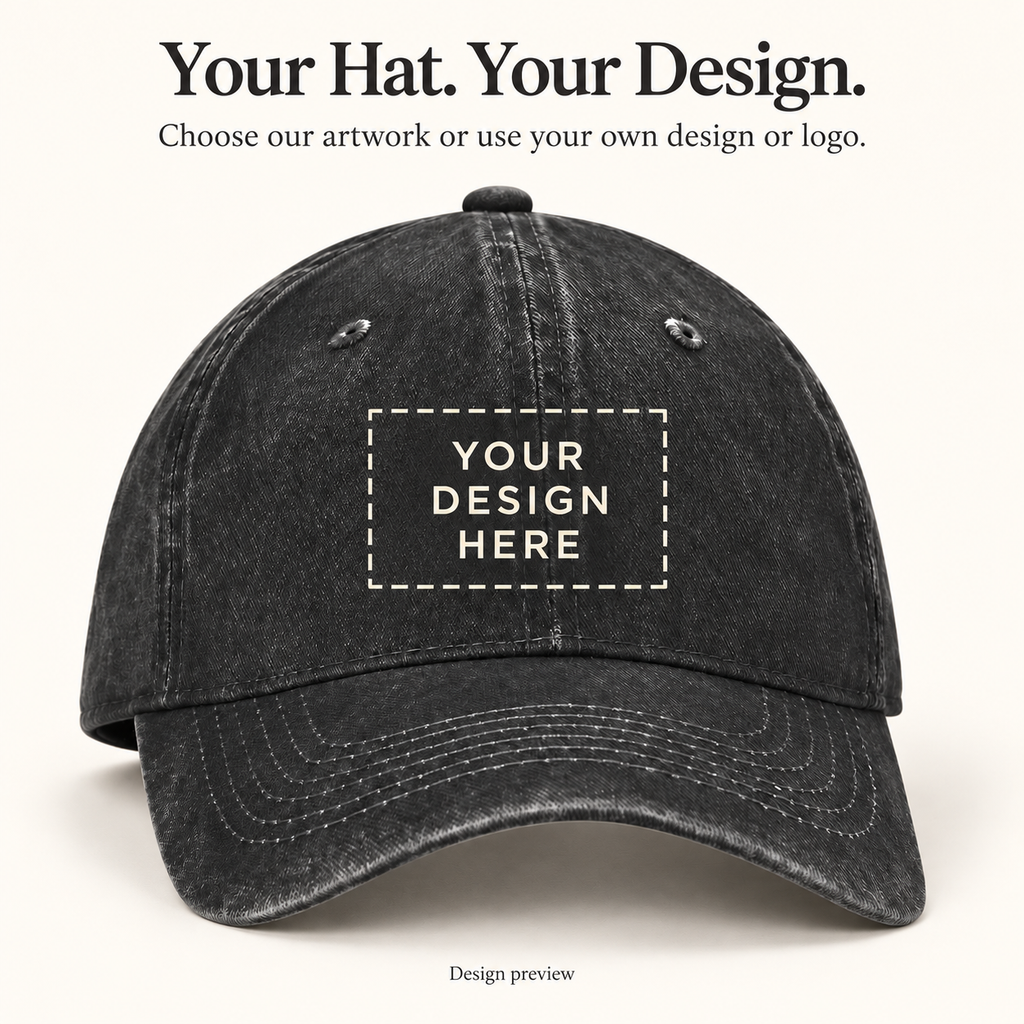 Custom Washed Cotton Baseball Cap – Mountain or Your Design