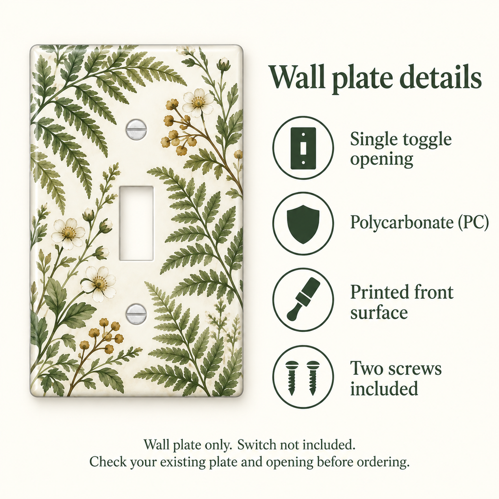 Custom Botanical Switch Plate – Single Toggle or Your Design