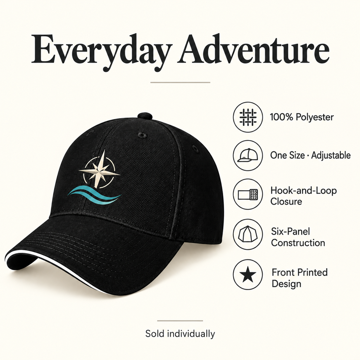 Custom Contrast-Brim Baseball Cap – Compass & Waves or Your Design