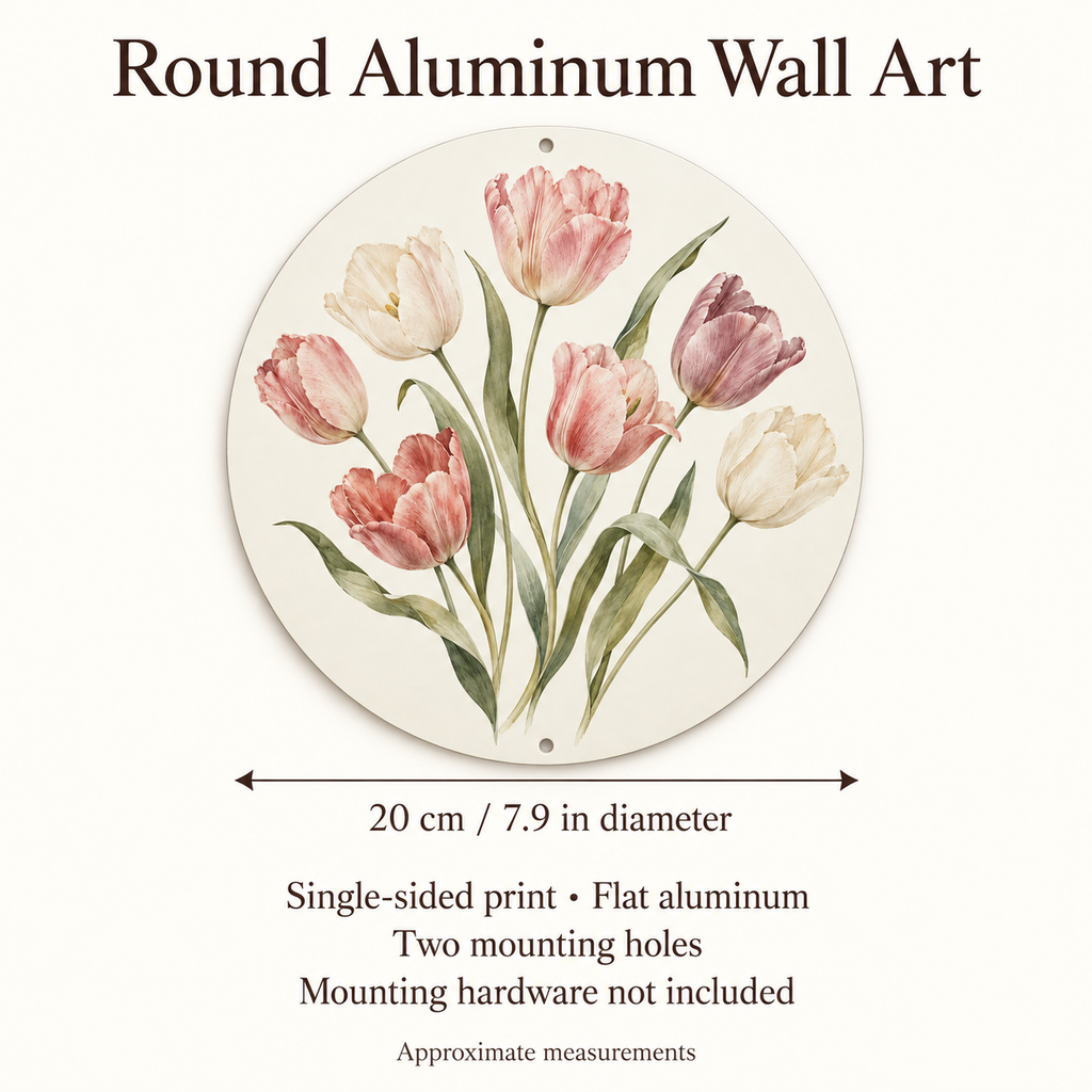Custom Tulip Round Aluminum Wall Art – Your Design, 20 cm