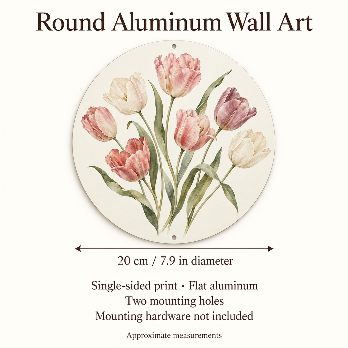 Custom Tulip Round Aluminum Wall Art – Your Design, 20 cm