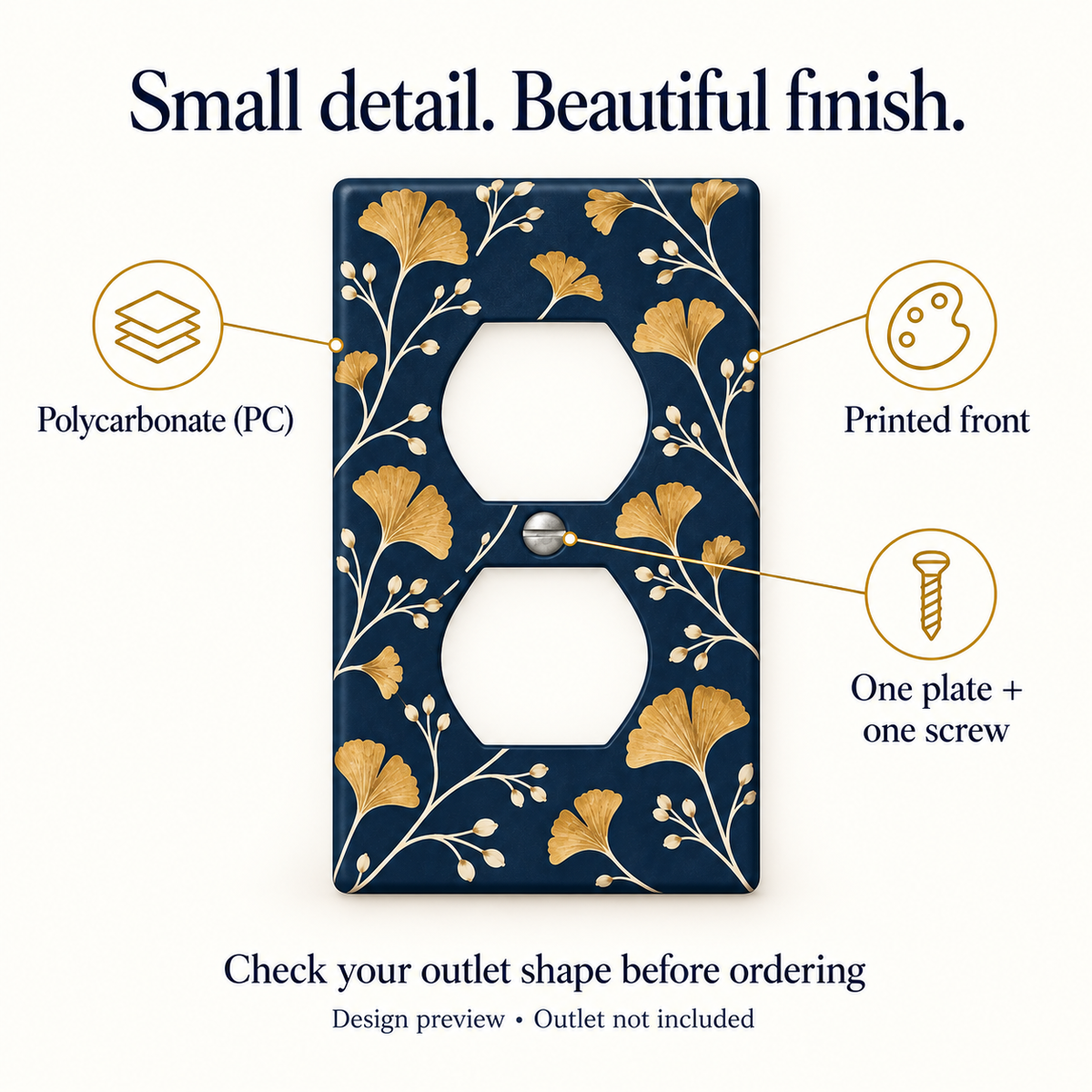 Custom Ginkgo Duplex Outlet Wall Plate – Your Design