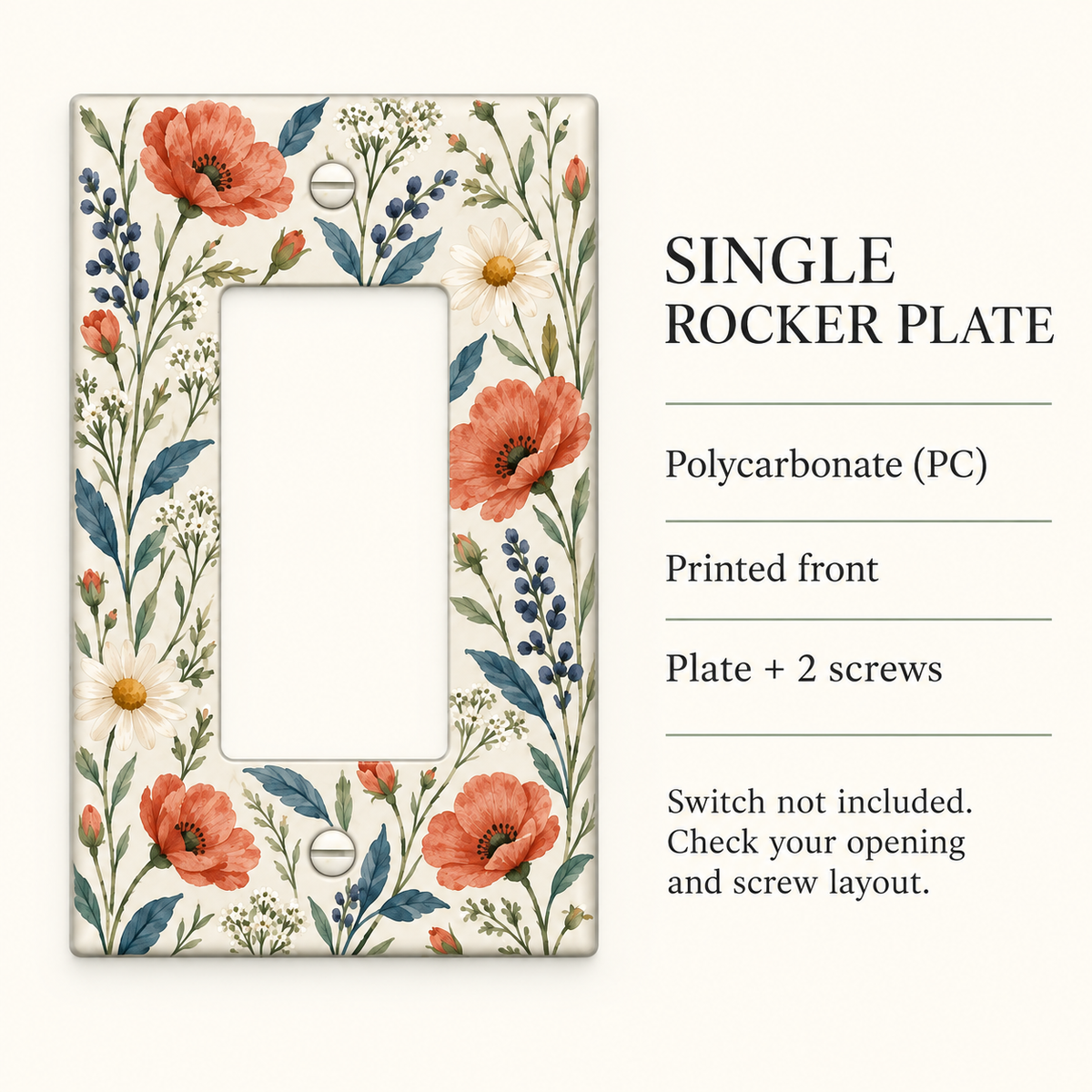 Custom Wildflower Rocker Switch Plate – Your Design