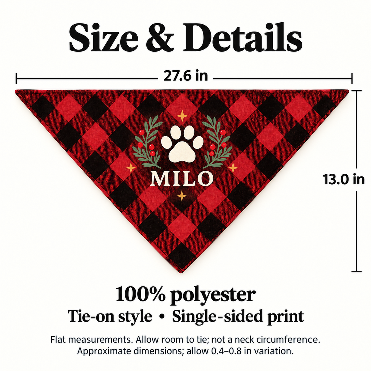 Custom Christmas Pet Bandana – Holiday Paw or Your Design