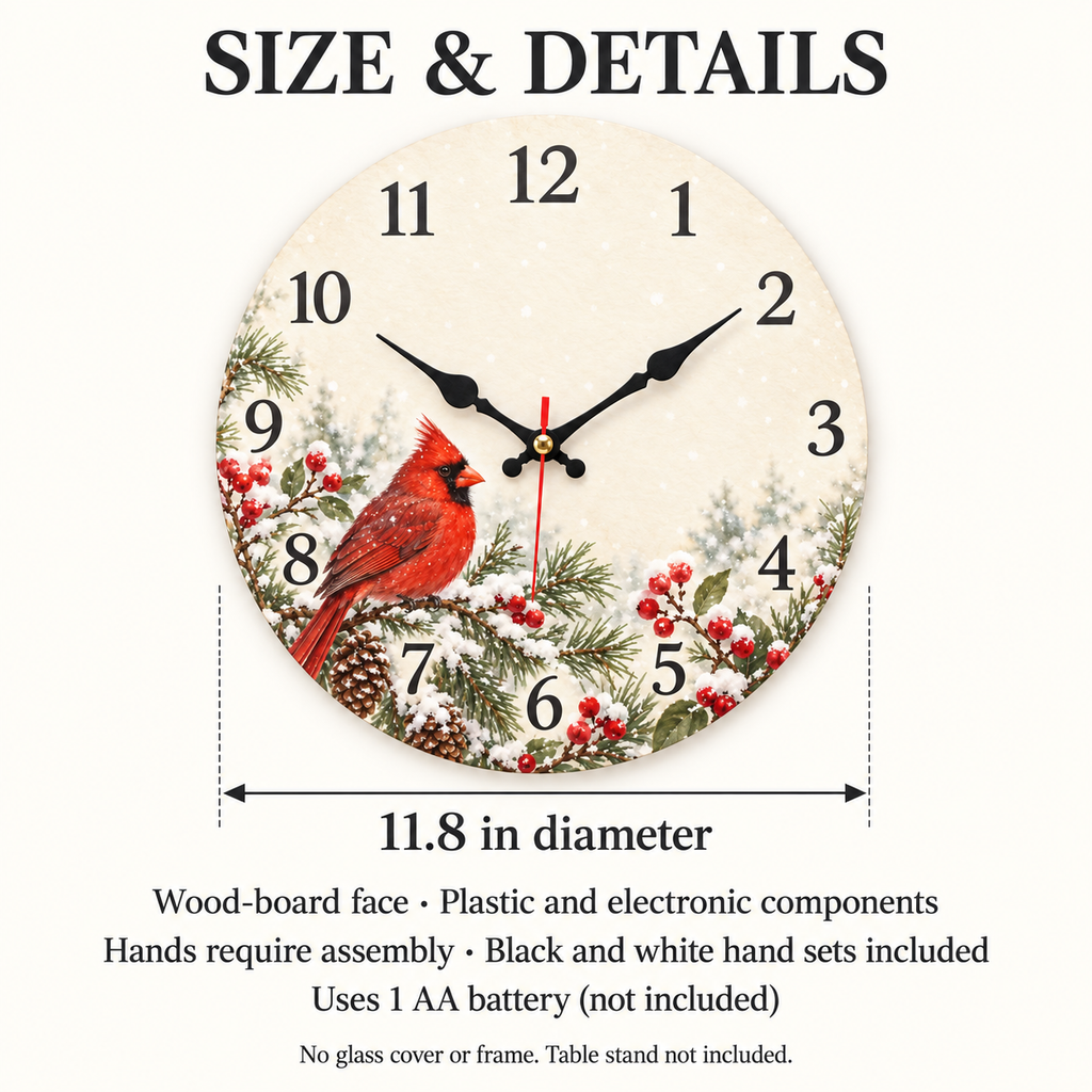 Custom Cardinal Wall Clock – Your Design, 11.8 in
