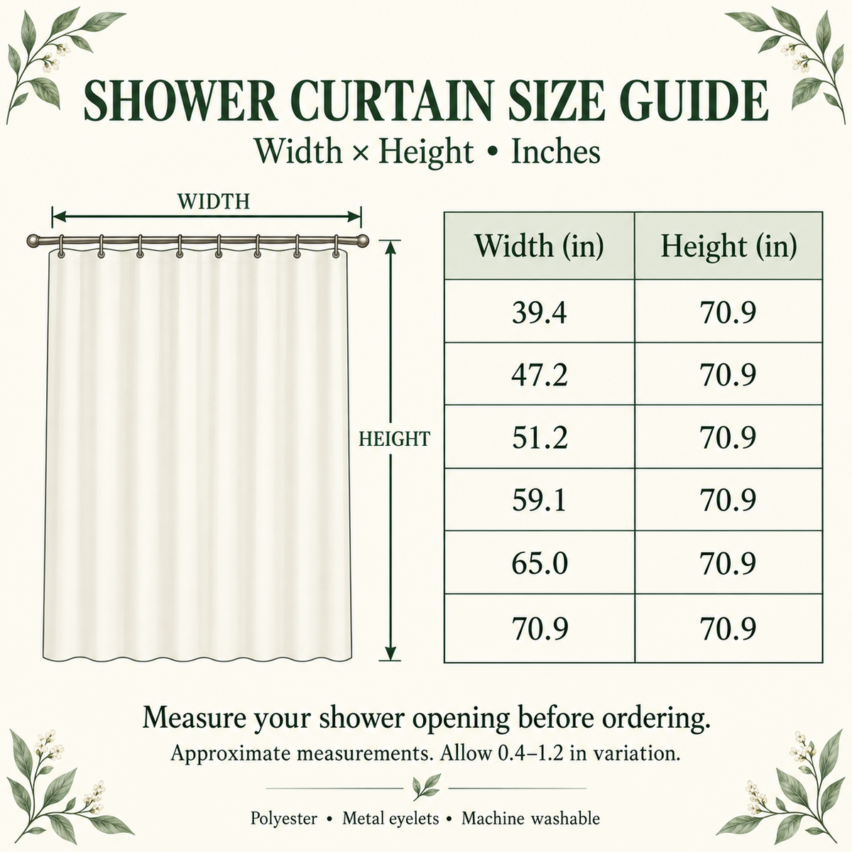 Custom Botanical Shower Curtain – Personalized | Preorder