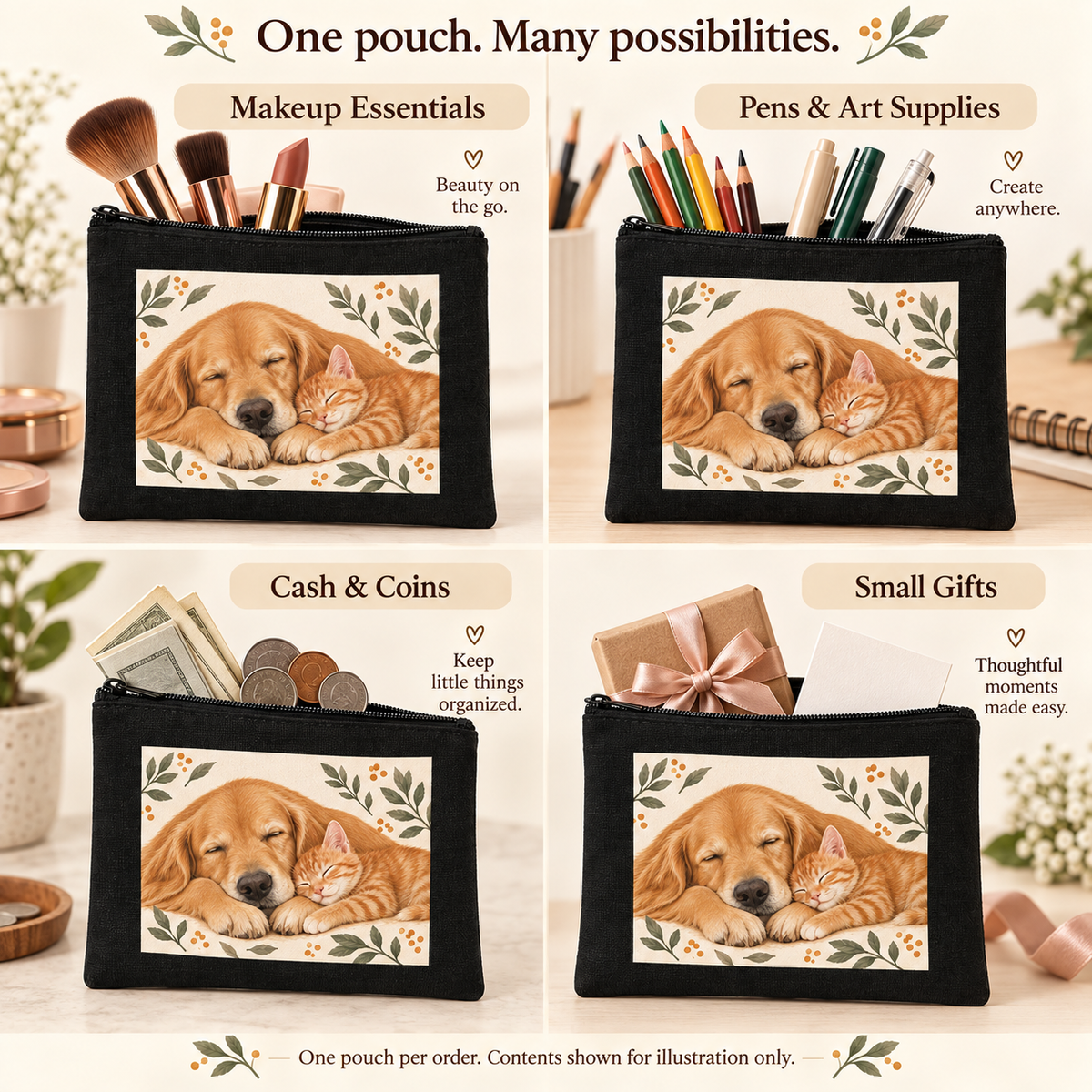 Personalized Multipurpose Zipper Pouch – Pets, Botanical or Your Design