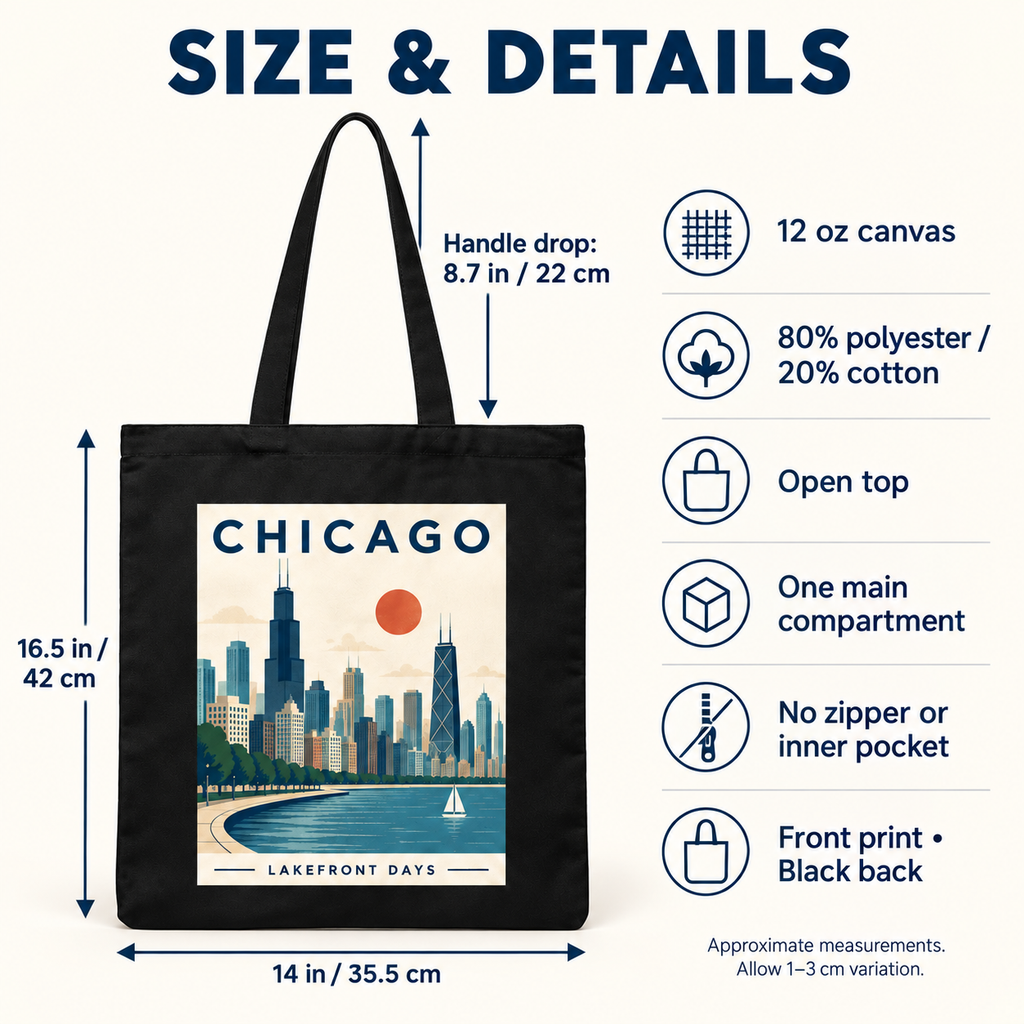 Custom Chicago Canvas Tote Bag – Lakefront or Your Design