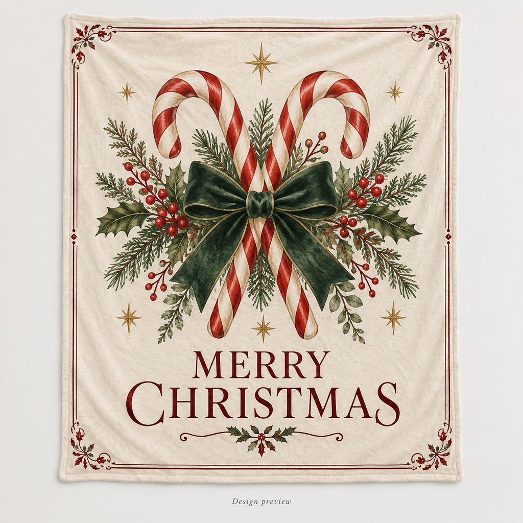 Christmas Candy Cane Throw Blanket