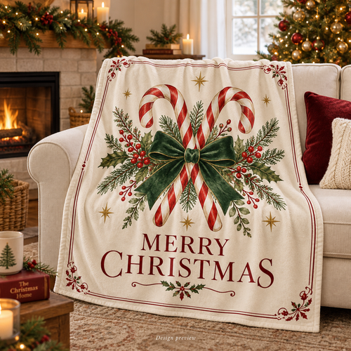 Christmas Candy Cane Throw Blanket