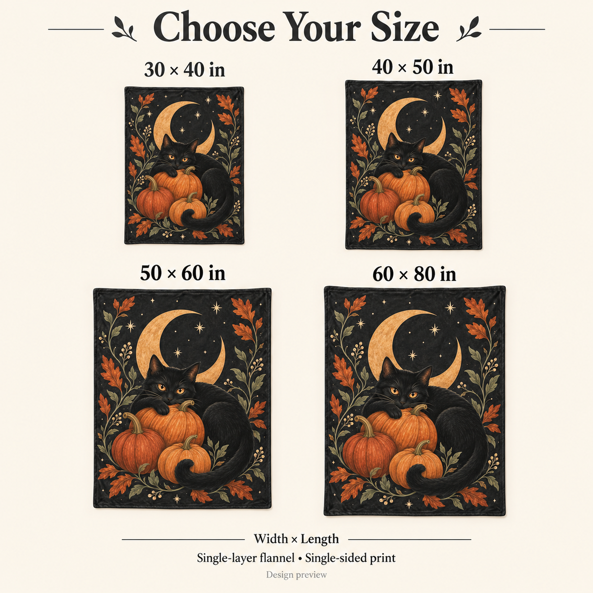 Halloween Black Cat & Pumpkin Flannel Blanket – Spooky & Cozy