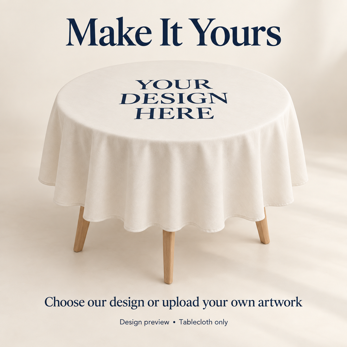 Custom Blue Hydrangea Round Tablecloth – Your Design, 60 in