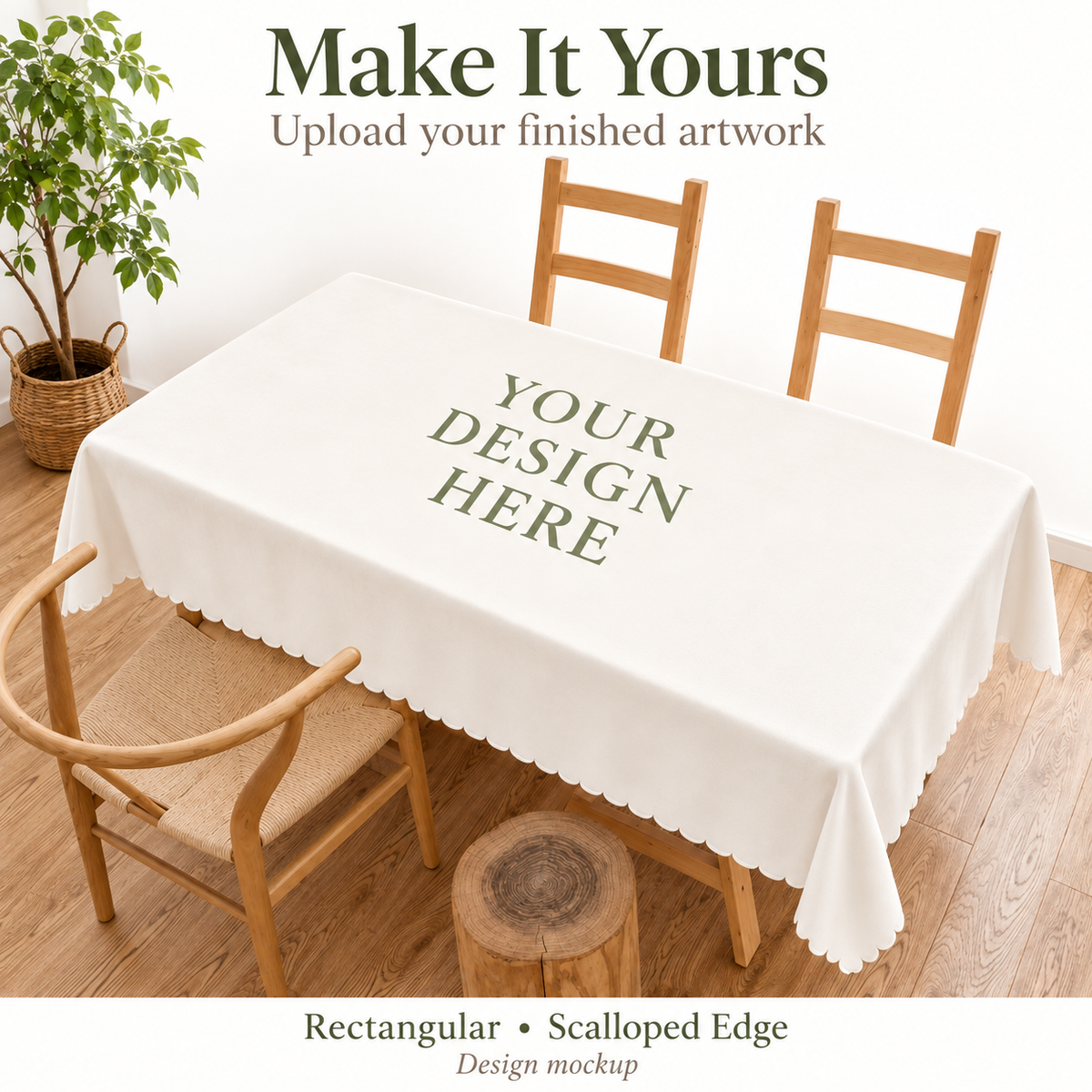 Custom Blue Hydrangea Scalloped Rectangular Tablecloth – Your Design