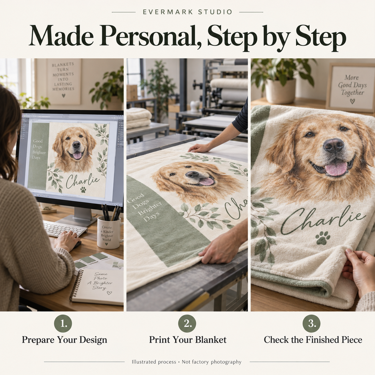 Personalized Pet Photo Blanket with Name – Custom Flannel Throw