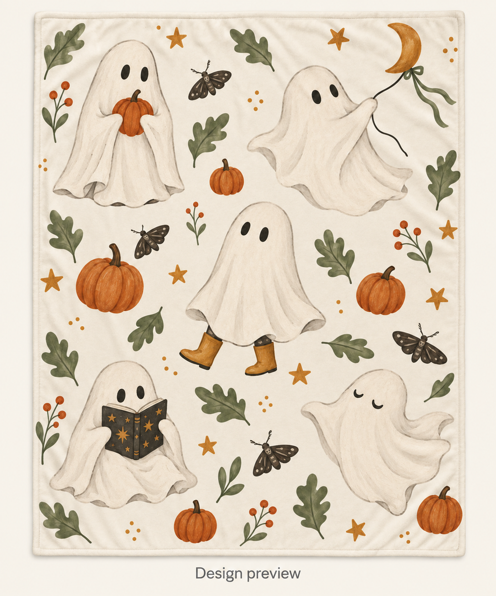 Cozy Halloween Ghost Throw Blanket