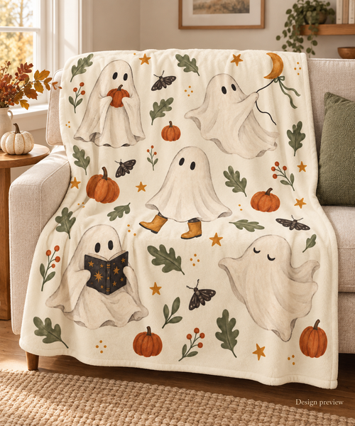 Cozy Halloween Ghost Throw Blanket