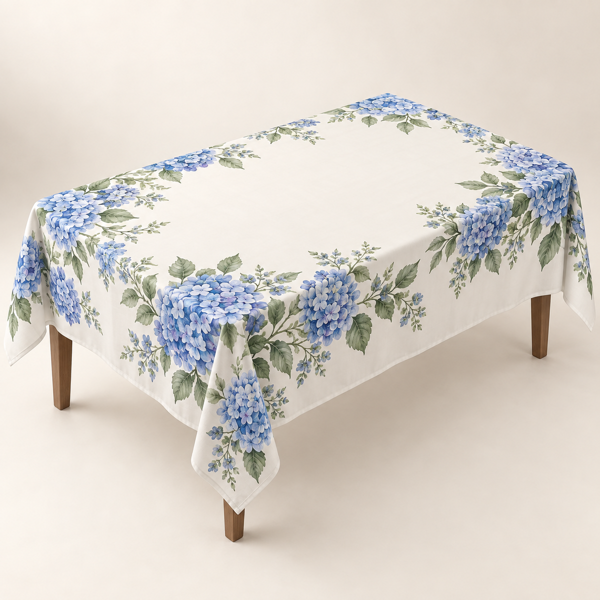 Custom Blue Hydrangea Rectangular Tablecloth – Your Design