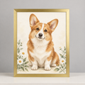 Custom Corgi & Daisies Framed Canvas – Your Photo or Design