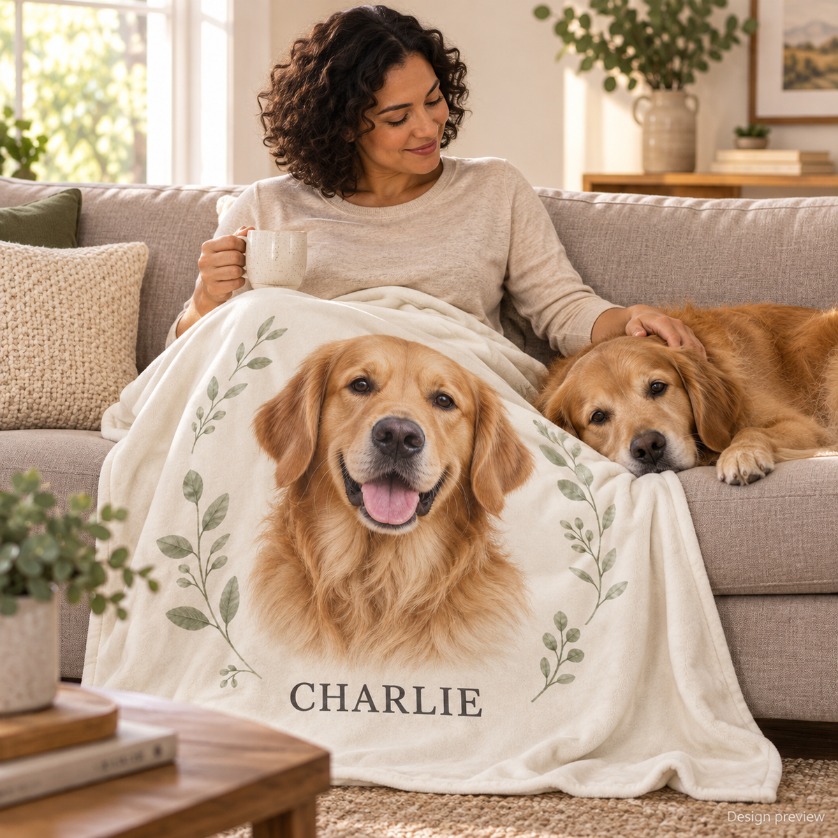 Personalized Pet Photo Blanket with Name – Custom Flannel Throw