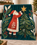 Santa & Golden Star Christmas Blanket